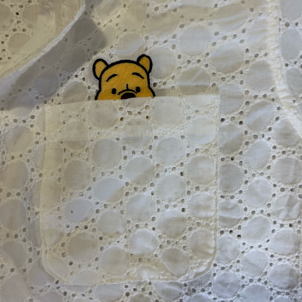 NWT Disney Winnie the Pooh White Eyelet Button Down Shirt - Picture 3 of 7